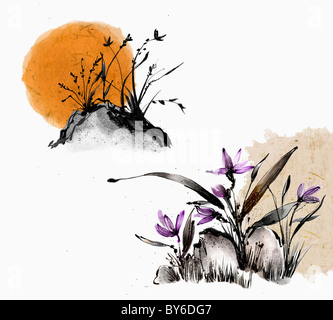 2016 Anno lunare illustrazione oriental umore Foto Stock