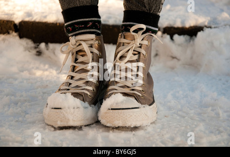 Oro Converse stivali in neve Foto Stock