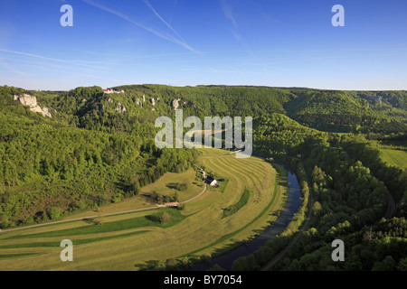 Valle del Danubio vicino a Beuron, Danubio superiore natura park, il fiume Danubio, il Baden-Wuerttemberg, Germania Foto Stock