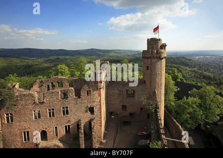 Grande sala e torre sud, Auerbach Castello, vicino a Bensheim, Hessische Bergstrasse, Hesse, Germania Foto Stock