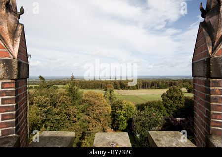 Vista da Hessenstein torre di osservazione, Gut Panker, Ostsee, Panker, Ploen, Schleswig-Holstein, Germania Foto Stock