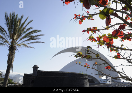 Auditorio da Santiago Calatrava e fortezza, venida Tres de Mayo e Avenida Martima, Santa Cruz Tenerife, Isole Canarie, Spa Foto Stock