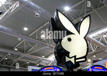 Logo playboy simbolo alla fiera commerciale Foto Stock