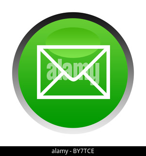 Illustrazione di verde e-mail o pulsante post isolati su sfondo bianco. Foto Stock