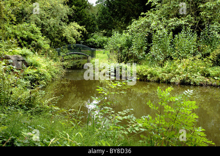 Vista del lago a giardini svizzeri, Bedfordshire Foto Stock