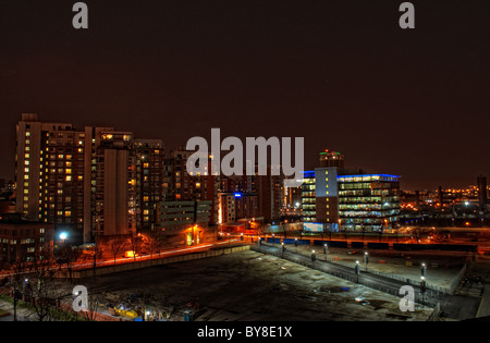 Leeds City Centre di notte Foto Stock
