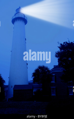 St Simons Island Lighthouse Costa della Georgia Foto Stock