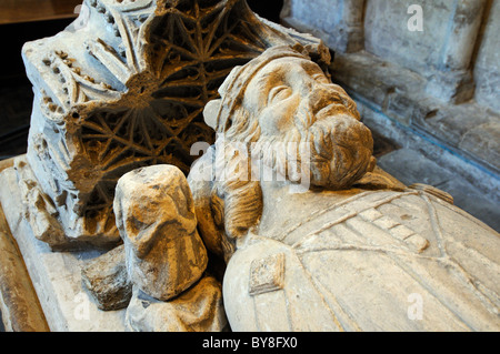 La tomba di Re Athelstan in Malmesbury Abbey Foto Stock