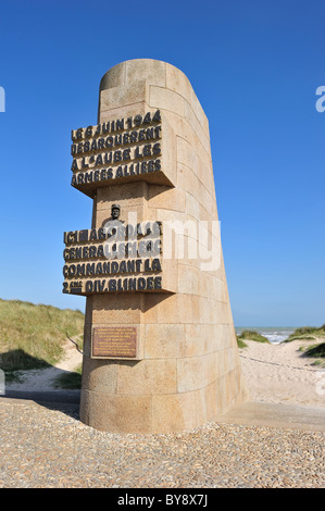 Il WW2 D-Day un monumento leclerc a seconda guerra mondiale Utah Beach in Varreville dune, Normandia, Francia Foto Stock