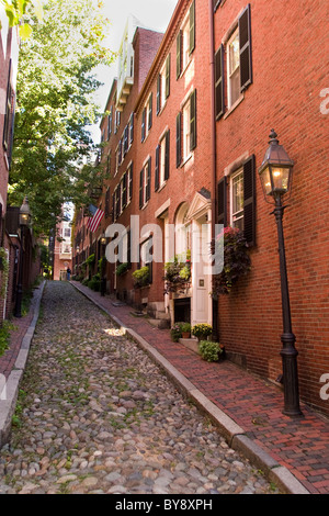 Acorn Street su Beacon Hill Foto Stock