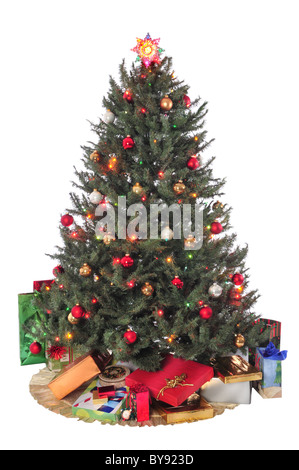 Albero di Natale con decorazioni Foto Stock