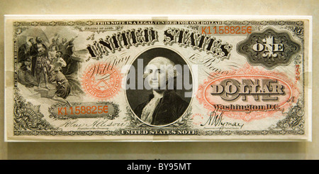 Vista complementare di rara 1875 $1 fattura Foto Stock