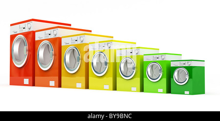 3d lavatrice con classe energetica colore Foto Stock