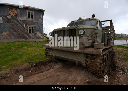 Caterpillar cross-country il veicolo a-T , Mare di Barents, regioni artiche, Russia Foto Stock