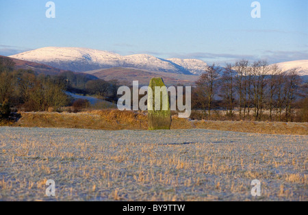 Pietra permanente a Garplefoot, New Galloway, Glenkens, Galloway. Foto Stock