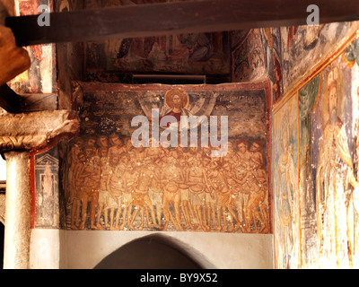 Chora Patmos Grecia San Giovanni il Teologo monastero affresco dei 40 martiri di Sebaste Foto Stock