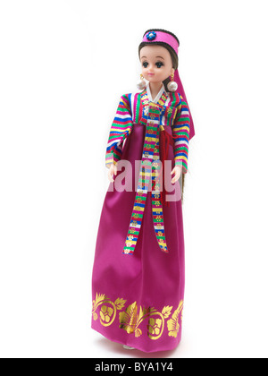 Il coreano bambola Barbie in abito tradizionale indossando Hanbok della Corea del Sud Foto Stock