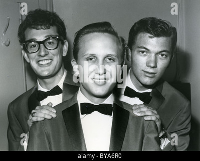 BUDDY HOLLY e i grilli- Noi gruppo pop da l: Buddy Holly, Joe Mauldin e Jerry Allison Foto Stock