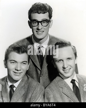 BUDDY HOLLY e i grilli- Noi gruppo pop da l: Jerry Allison e Buddy Holly e Joe Mauldin Foto Stock