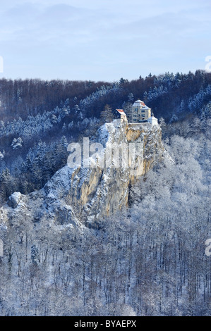 Schloss Bronnen castello superiore invernale valle del Danubio, Tuttlingen distretto, Baden-Wuerttemberg, Germania, Europa Foto Stock