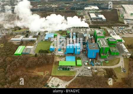 Vista aerea, garbage impianto di incenerimento, Herten, la zona della Ruhr, Renania settentrionale-Vestfalia, Germania, Europa Foto Stock