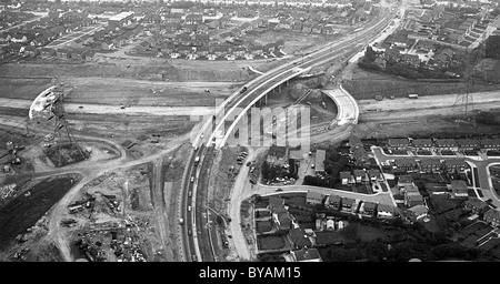 Vista aerea della M6 in costruzione al bivio a Great Barr 8/10/69 Foto Stock