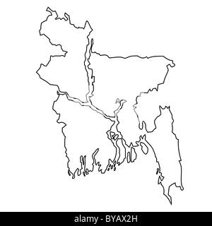 Contorno, Mappa di Bangladesh Foto Stock