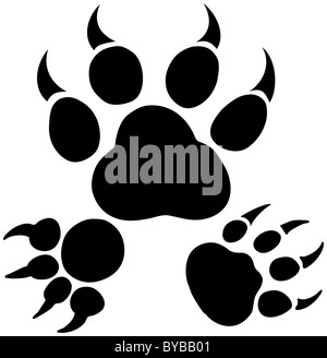 Set di 3 stampe della zampa. Foto Stock