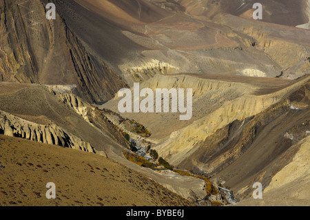 Il secco ad alta area desertica di Mustang nella regione di Annapurna del Nepal Foto Stock