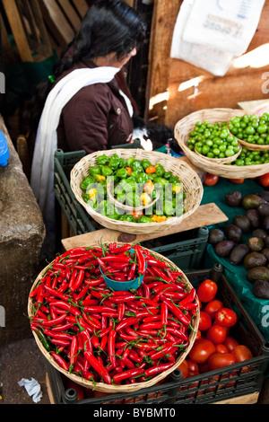 Peperoncino rosso, Mercado Municipal, San Cristobal de las Casas, Chiapas, Messico Foto Stock