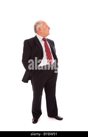 Imprenditore Senior guardando alla copia spazio(isolato su bianco) Foto Stock
