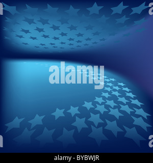 Abstract sfondo blu stelle con effetto prospettico Foto Stock
