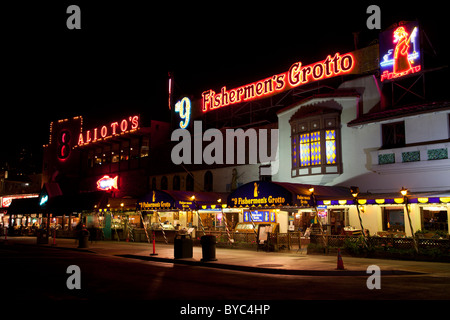 I pescatori la grotta di notte, San Francisco, CA Foto Stock