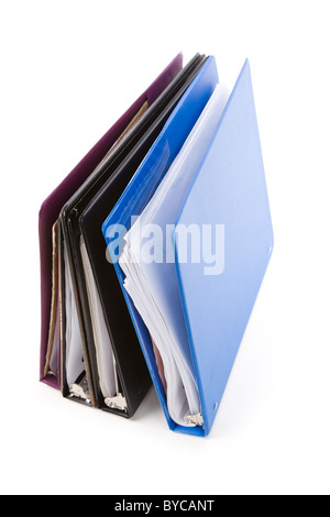 Le cartelle di file, Ring Binder con sfondo bianco Foto Stock