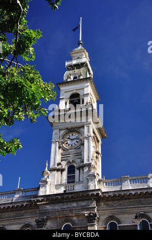 Dunedin Town Hall Clock Tower, l'Ottagono, Dunedin, Regione di Otago, Isola del Sud, Nuova Zelanda Foto Stock