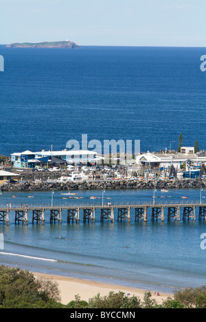 Coffs Harbour Jetty e Marina e a sud l'isola solitaria, Nuovo Galles del Sud, Australia Foto Stock