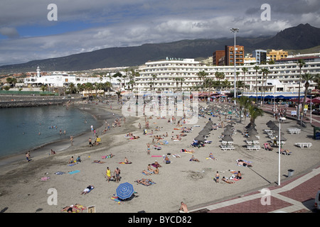 Playa Torviscas vicino a Puerto Colon Costa Adeje, Playa de las Americas, Tenerife, Spagna Foto Stock