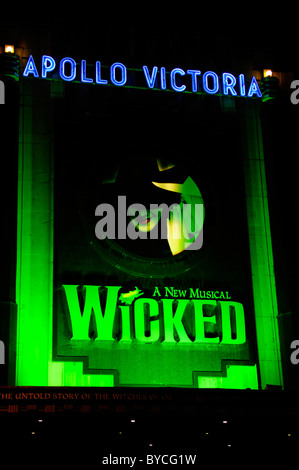 Wicked musical cartellone al Teatro Apollo Victoria, Londra, Inghilterra, Regno Unito Foto Stock