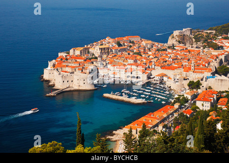 Panorama di Dubrovnik, il centro storico, Croazia Foto Stock