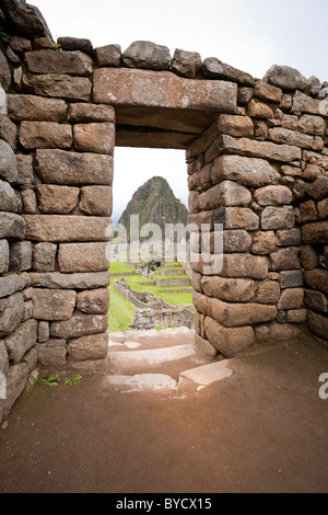 Rovine Inca di Machu Picchu, Perù, Sud America. Foto Stock