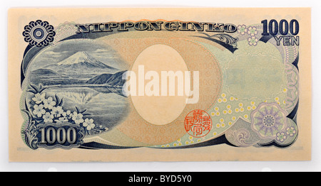 1000 yen giapponese banconota, valuta del Giappone, lato posteriore Foto Stock