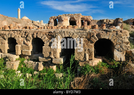 Romano sistema di riscaldamento, antico sito archeologico di Tyros, pneumatico, aspro, Sito Patrimonio Mondiale dell'Unesco, Libano, Medio Oriente Foto Stock