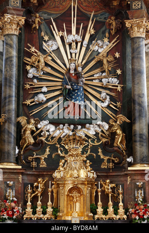 Altare maggiore, Wallfahrtskirche Mauer la chiesa del pellegrinaggio presso Melk, Wachau, Mostviertel regione, Austria Inferiore, Austria, Europa Foto Stock