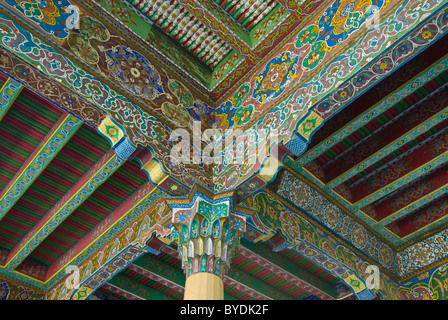 Dipinti sul soffitto di una moschea, Istarvashan, in Tagikistan, in Asia centrale Foto Stock