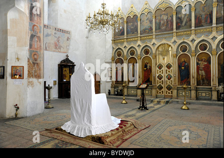 Navata, Ananuri Fortezza, Chiesa dell'Ascensione, Aragvi Valley, Georgiano Strada militare, Caucaso, Georgia, Medio Oriente Foto Stock