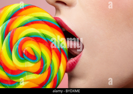 Le labbra e lecca-lecca Foto Stock