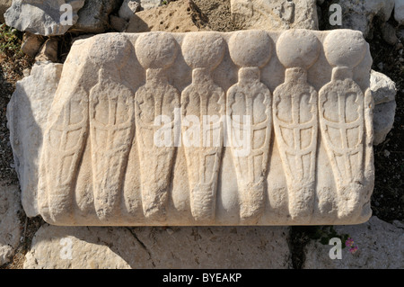 Antiquariato dettagli architettonici presso il sito archeologico di Tyros, pneumatico, aspro, Sito Patrimonio Mondiale dell'Unesco, Libano, Medio Oriente Foto Stock