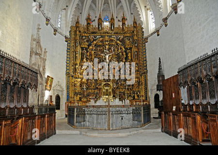 Altare della chiesa di Cartuja de Miraflores, convento dei Certosini, Burgos, Castilla y Leon provincia, Spagna, Europa Foto Stock