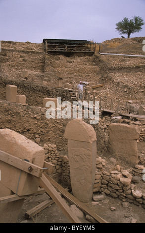 Sito archeologico neolitico di Gobekli Tepe Sanliurfa provincia sud-est della Turchia, risalente al c.. 11.500 anni Foto Stock