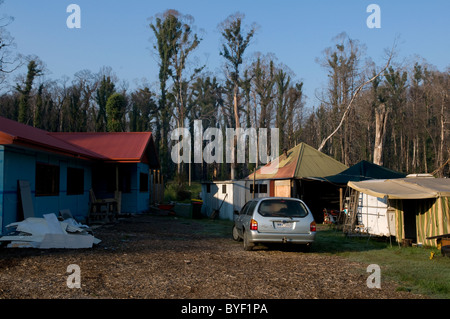 Ricostruzione su un tracciato bruciato dopo i devastanti incendi che hanno colpito i Marysville Foto Stock